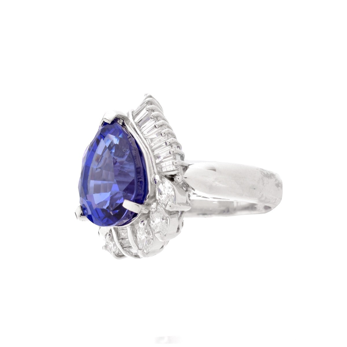 Tanzanite, Diamond and Platinum Ring