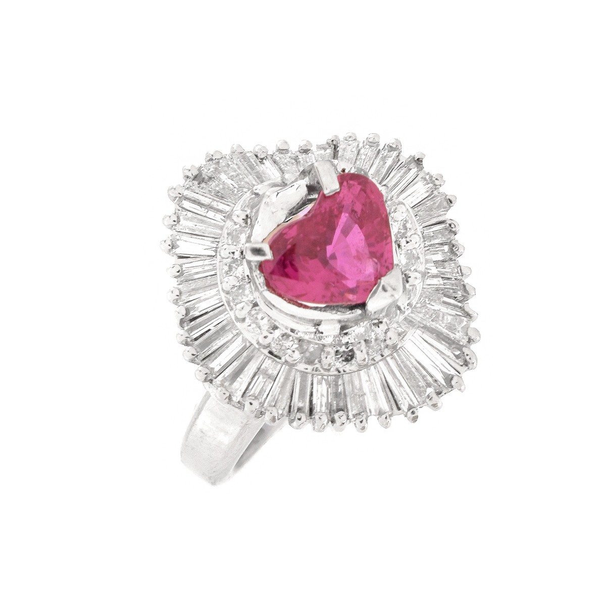 Ruby, Diamond and Platinum Ring