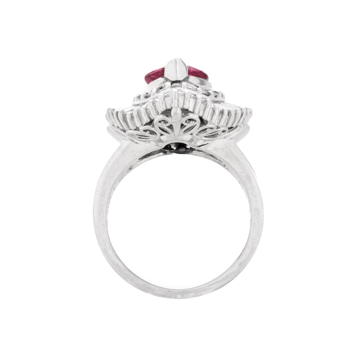 Ruby, Diamond and Platinum Ring