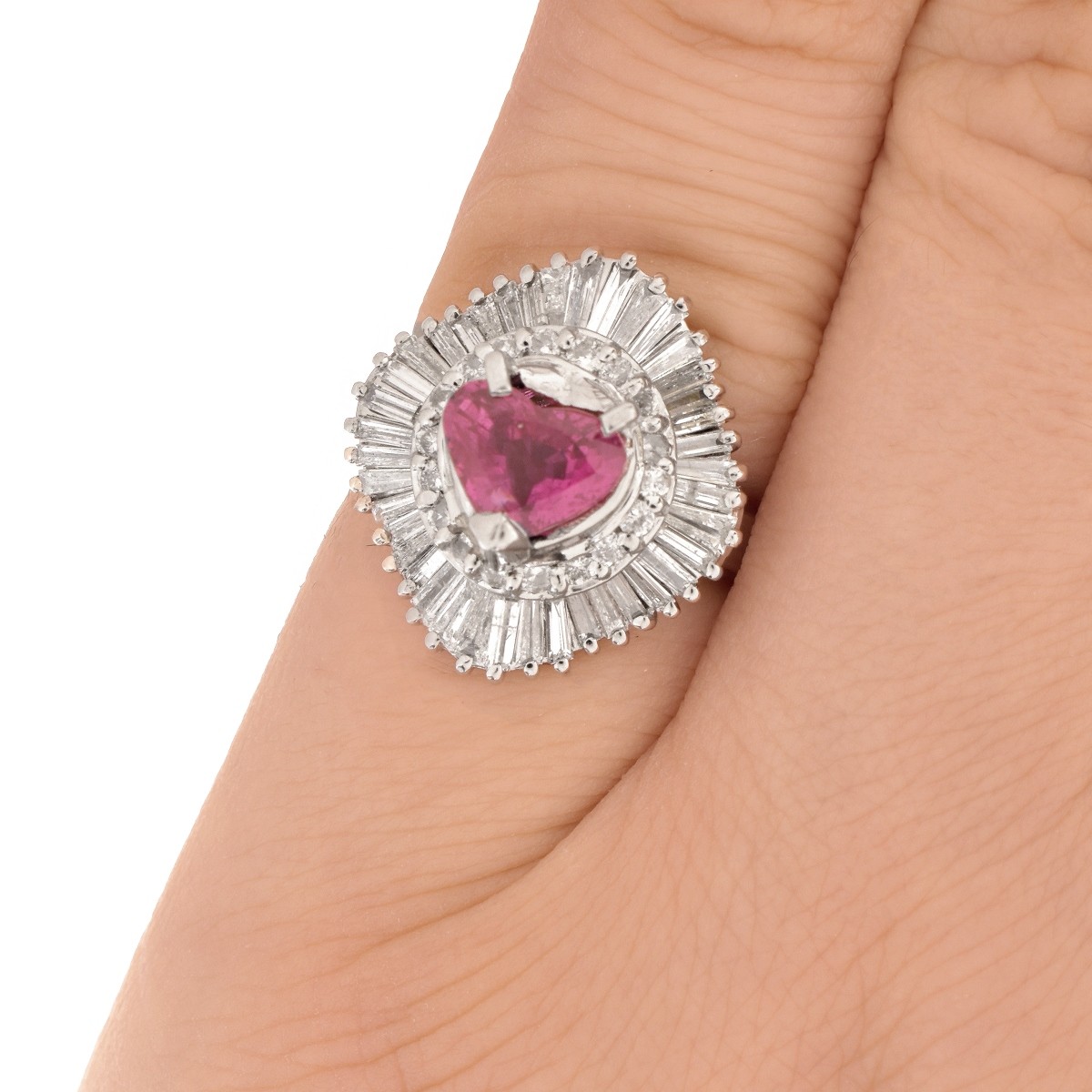 Ruby, Diamond and Platinum Ring