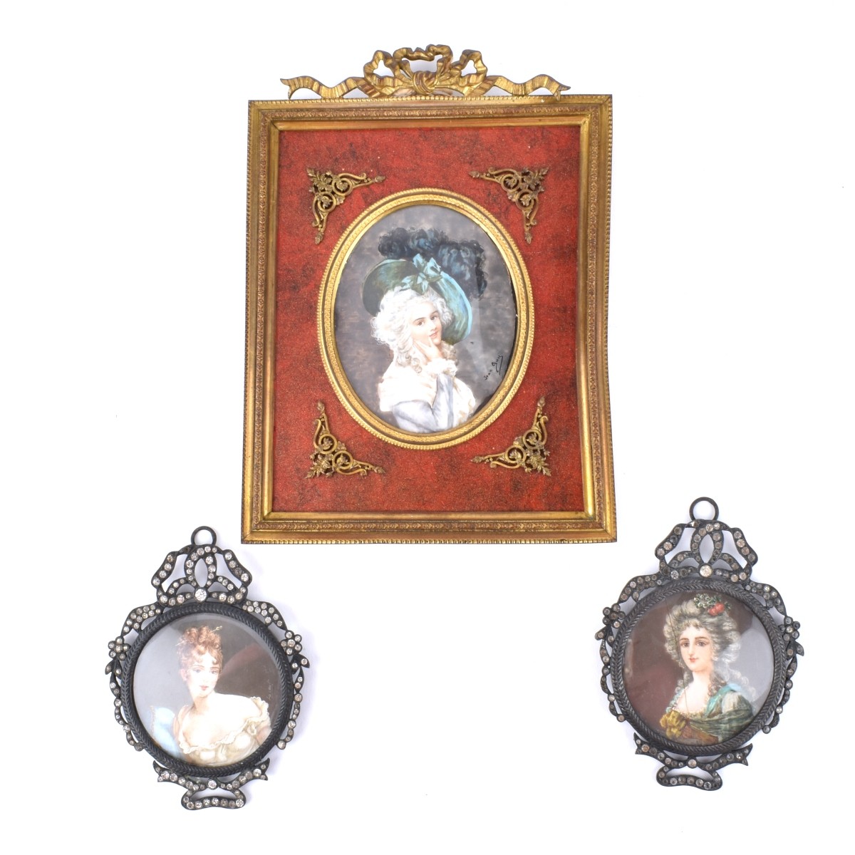 Three (3) Continental Miniature Portraits