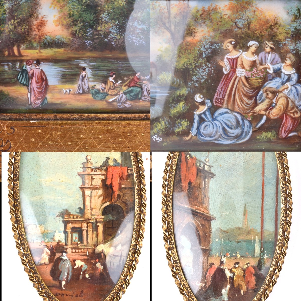 Four (4) Continental Miniature Paintings