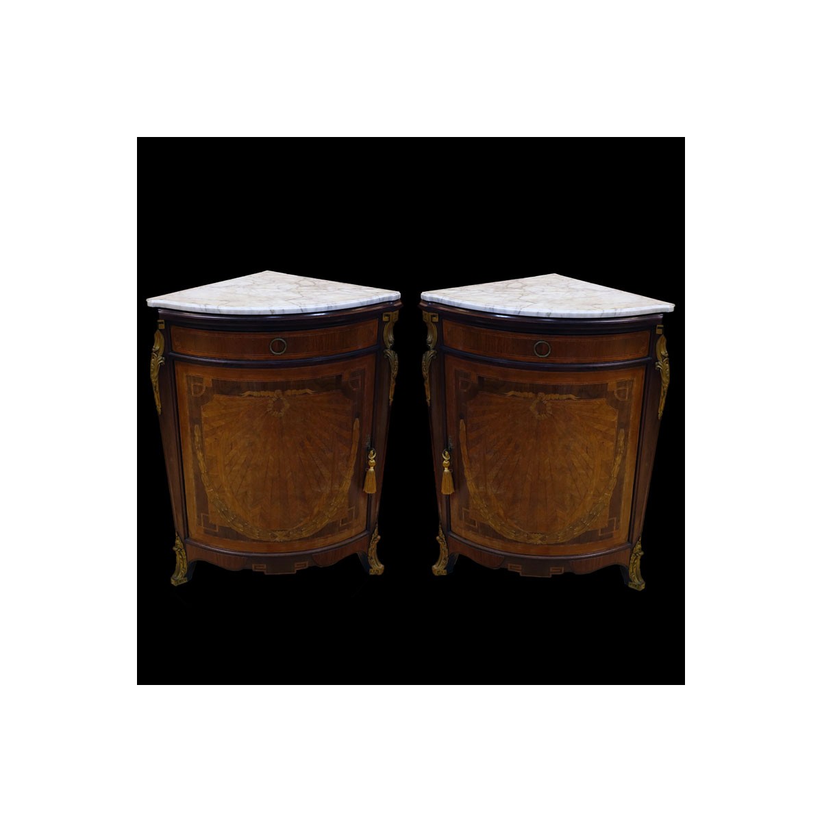 Pair of Antique French Corner Cabinets