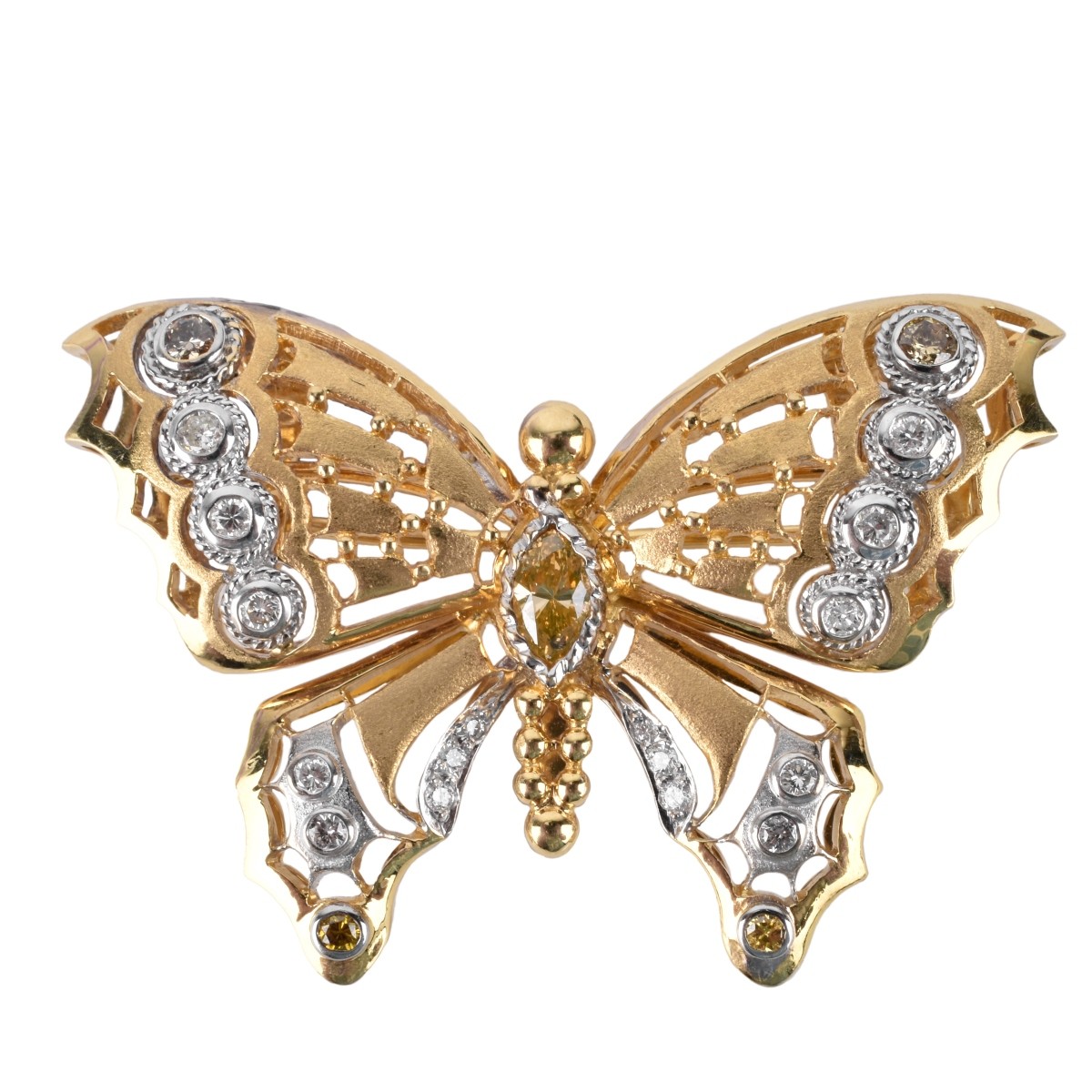 18K and Diamond Butterfly Brooch