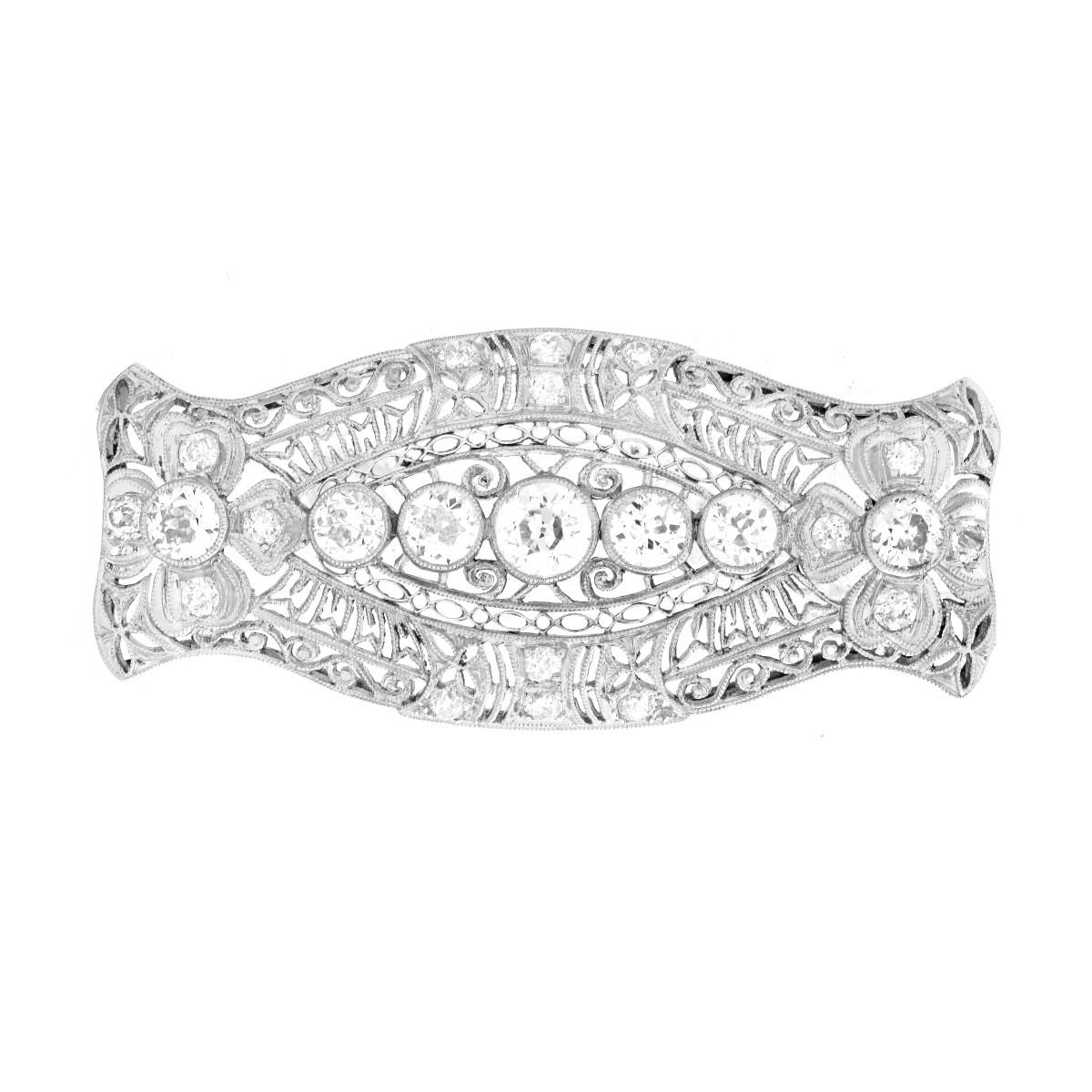 Edwardian Diamond and Platinum Brooch