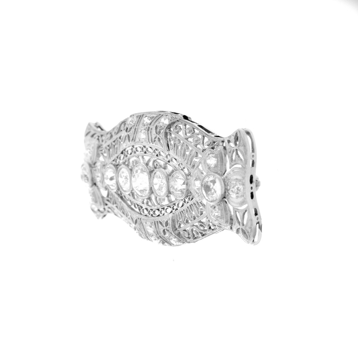 Edwardian Diamond and Platinum Brooch