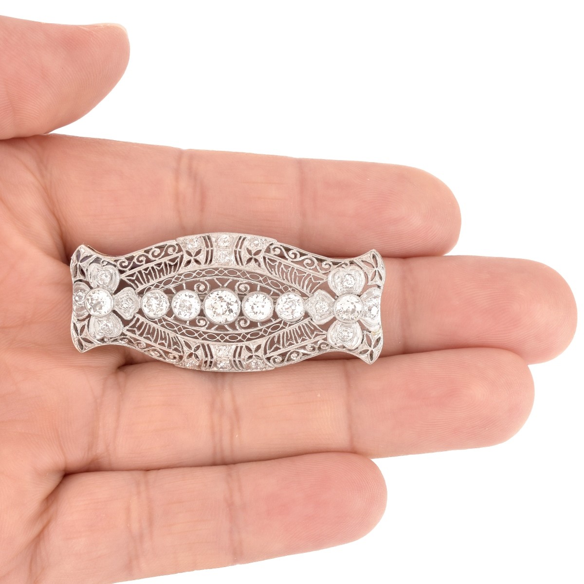 Edwardian Diamond and Platinum Brooch