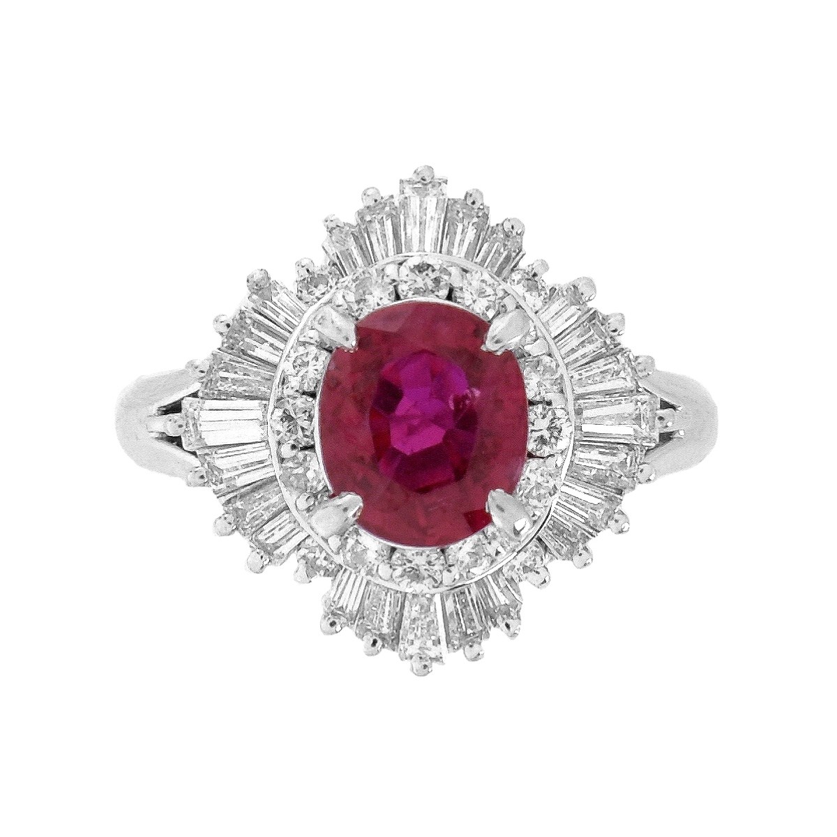 Ruby, Diamond and Platinum Ring