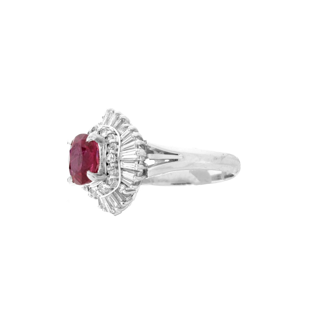 Ruby, Diamond and Platinum Ring