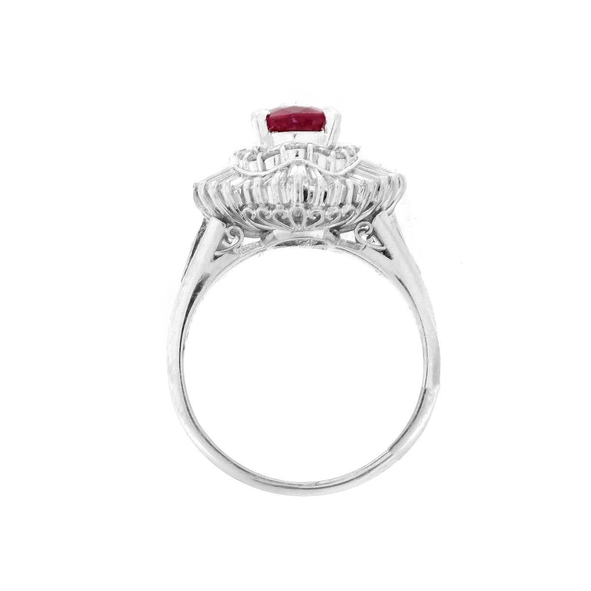 Ruby, Diamond and Platinum Ring