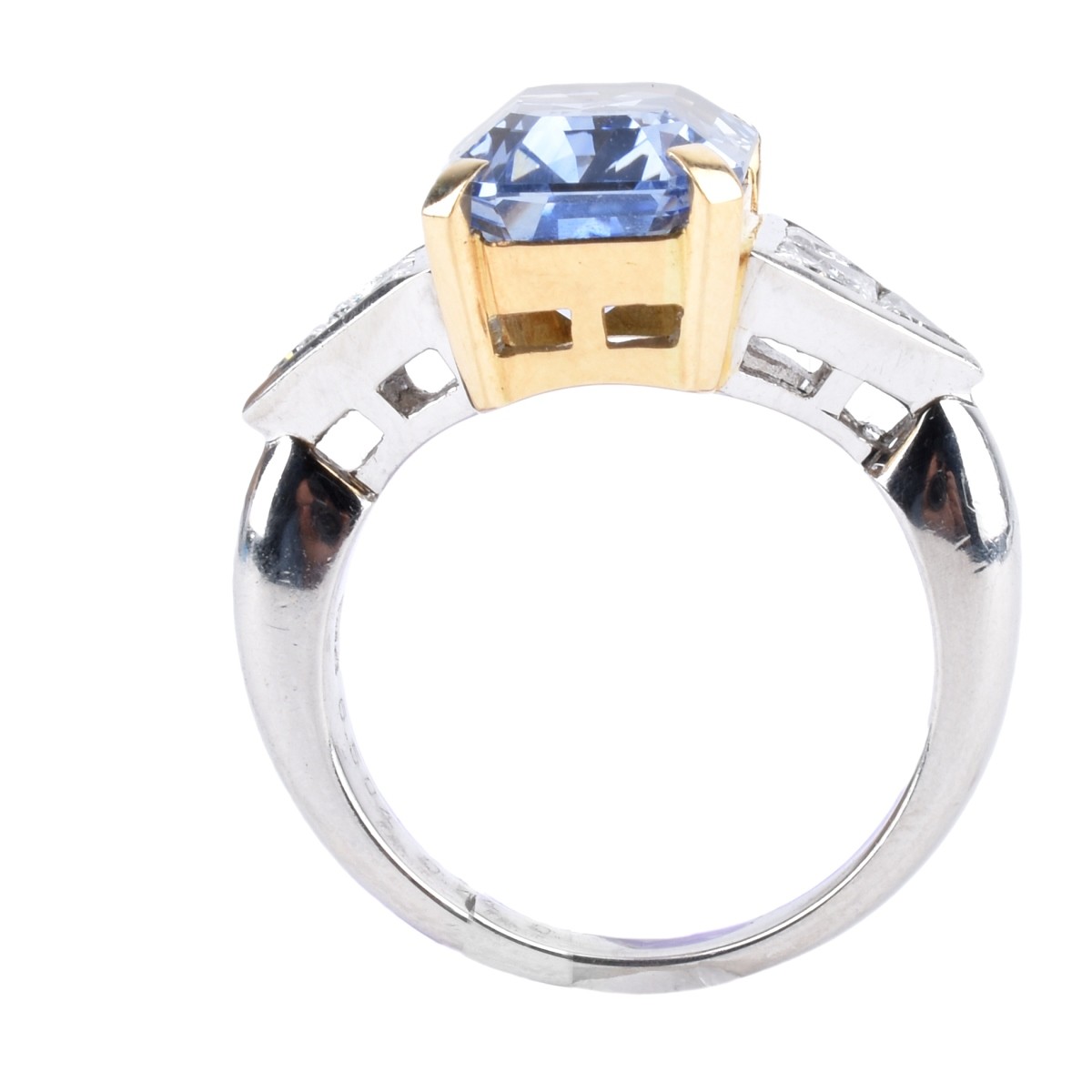 Sapphire, Diamond, Platinum and 18K Ring