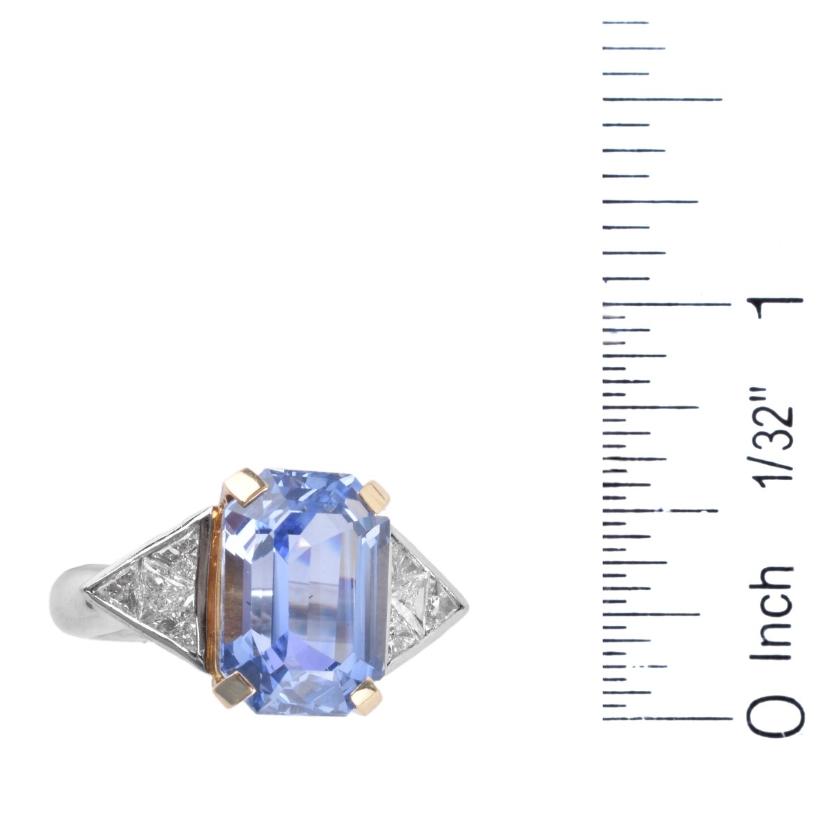 Sapphire, Diamond, Platinum and 18K Ring