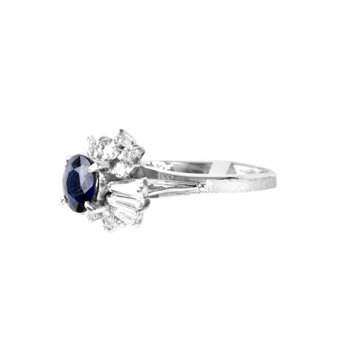 Sapphire, Diamond and Platinum Ring