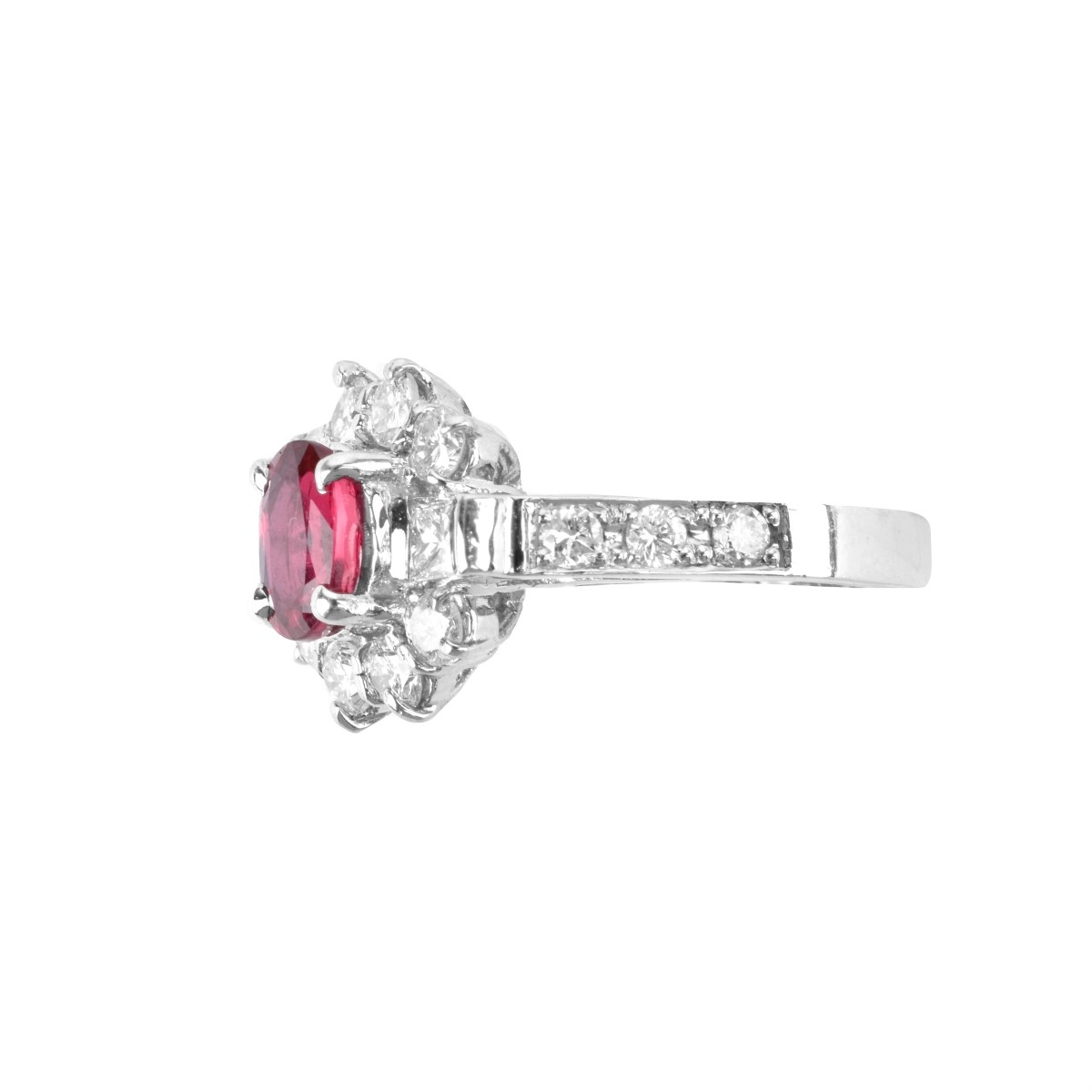 Ruby, Diamond and Platinum Ring