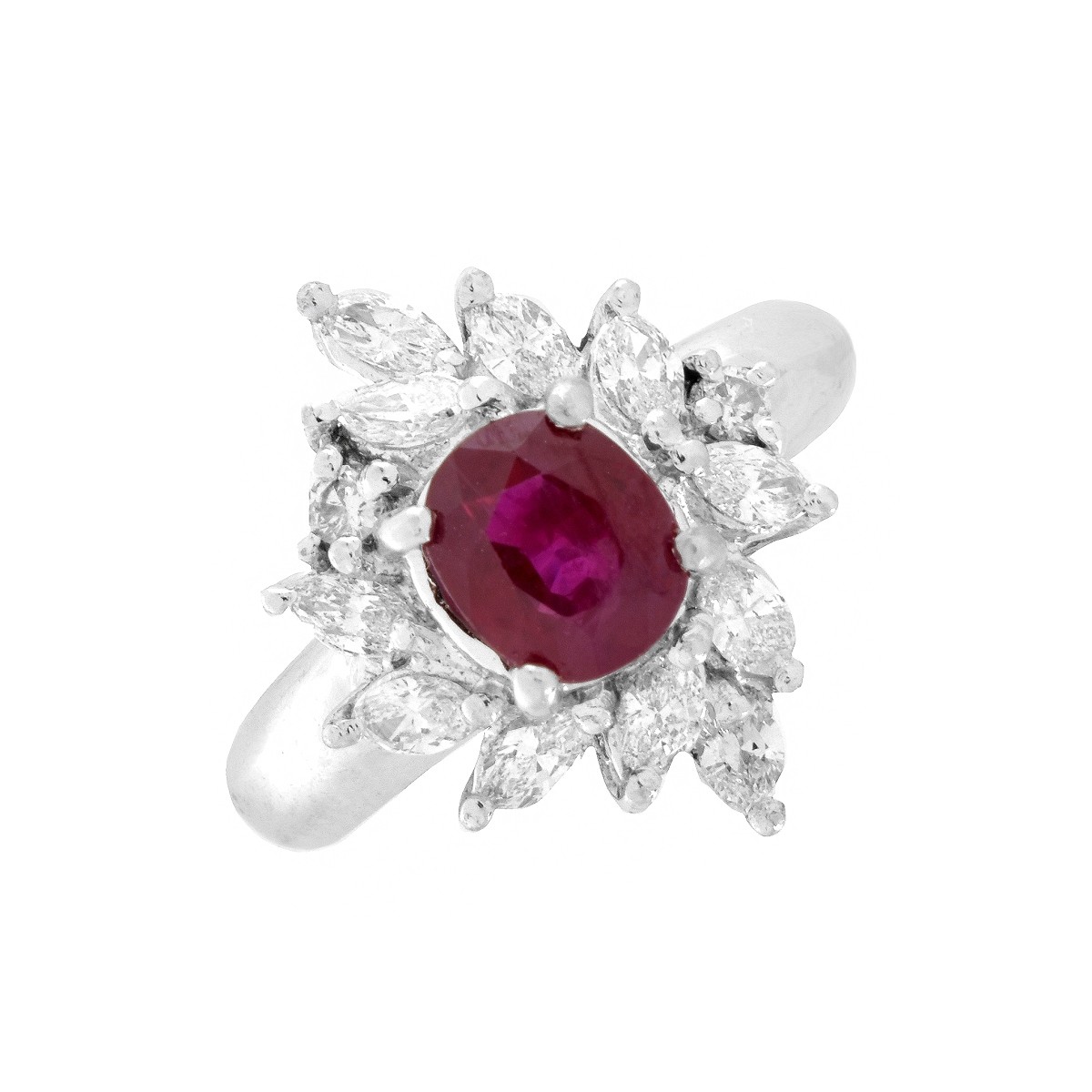 Ruby, Diamond and Platinum Ring