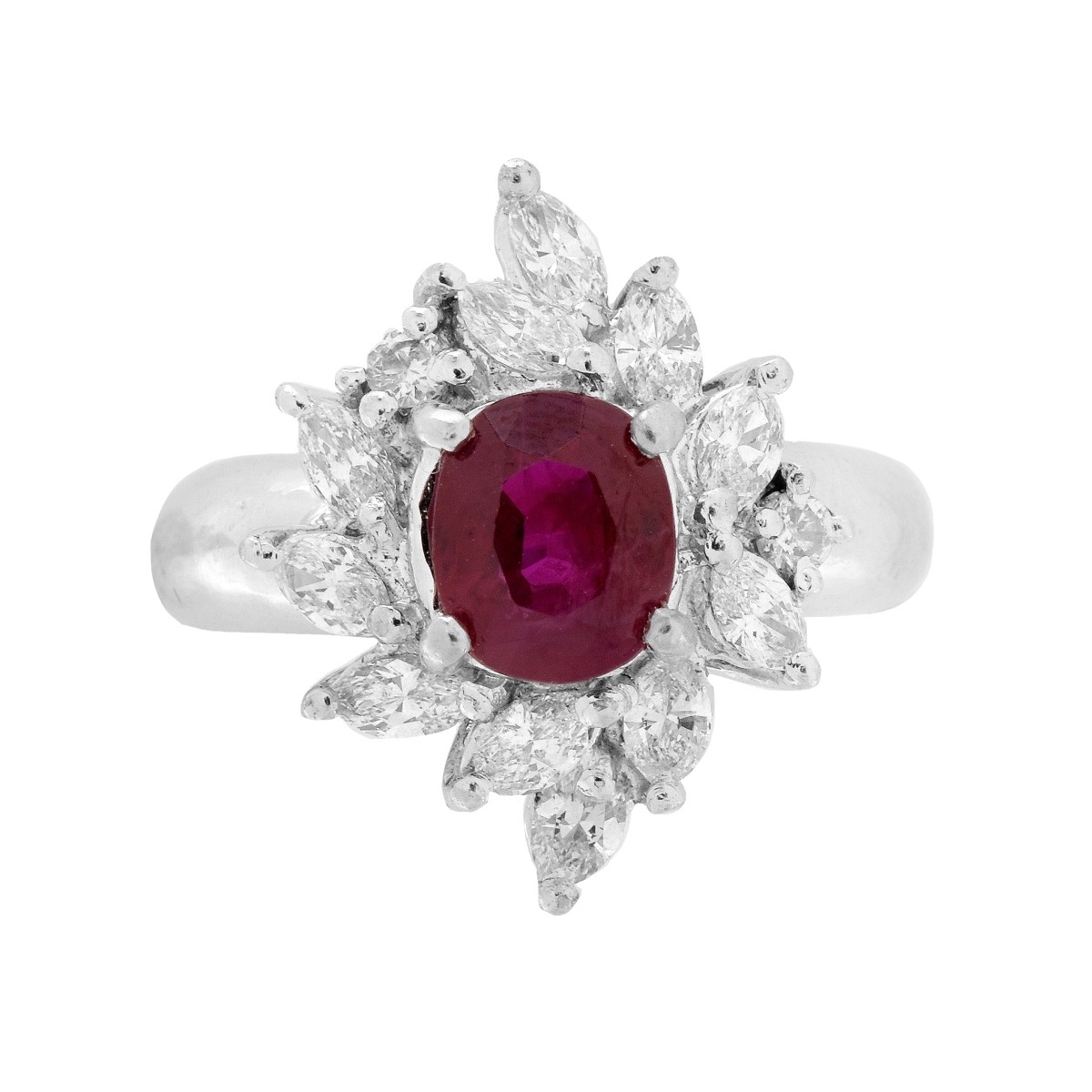 Ruby, Diamond and Platinum Ring