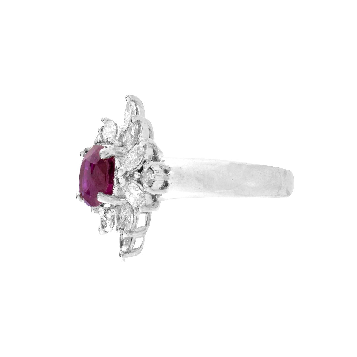 Ruby, Diamond and Platinum Ring