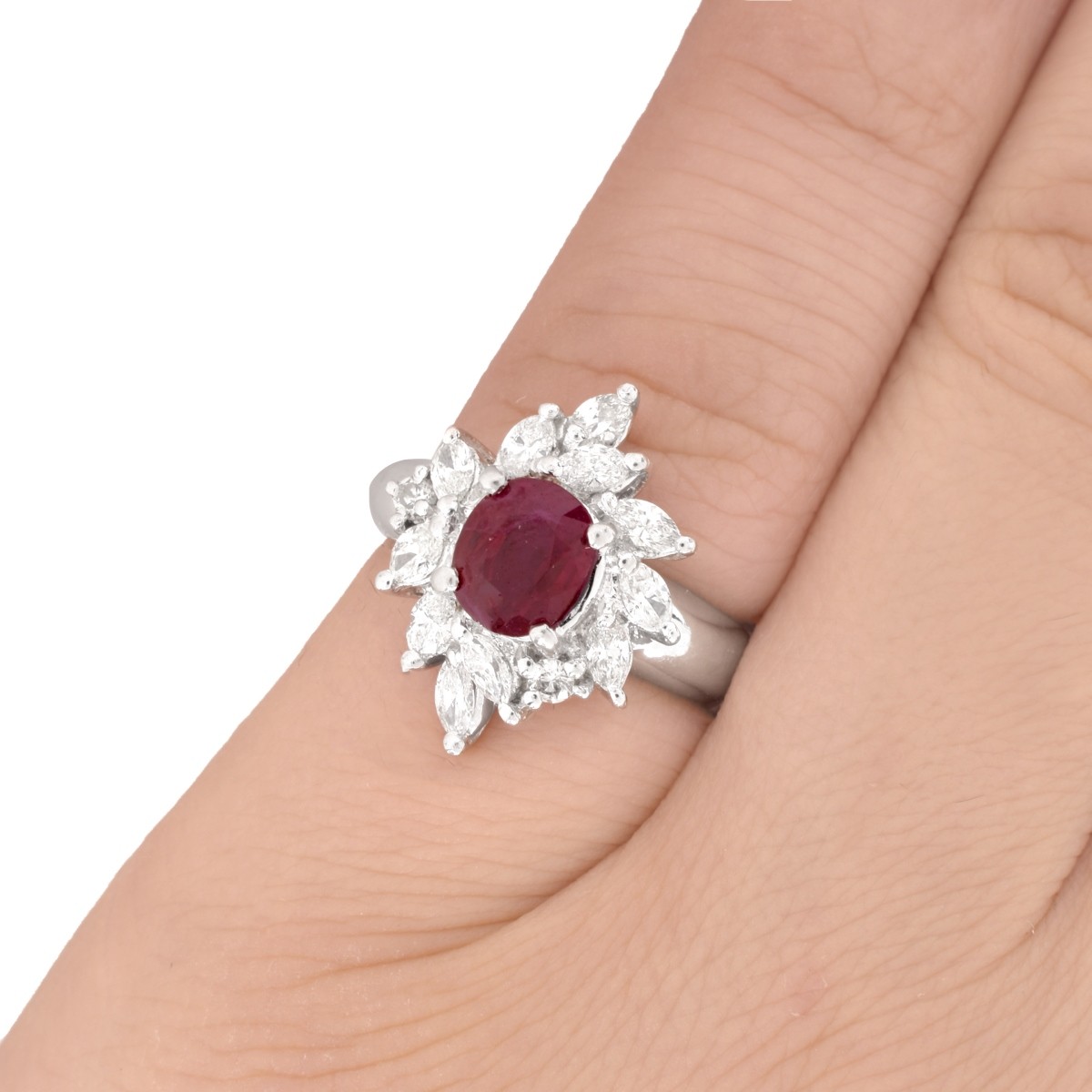 Ruby, Diamond and Platinum Ring