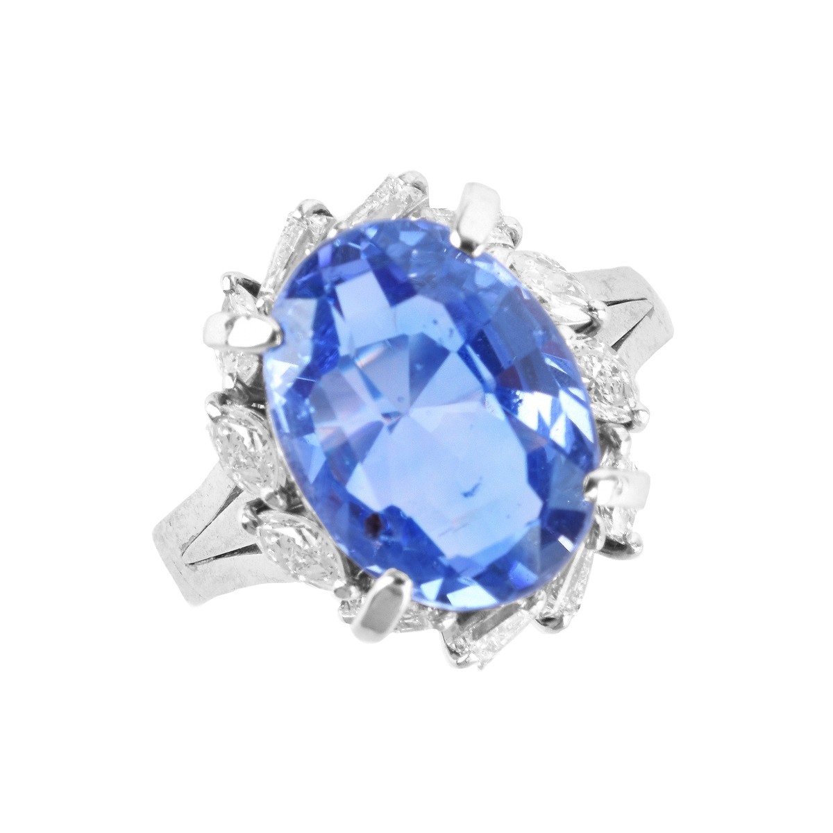 Sapphire, Diamond and Platinum Ring