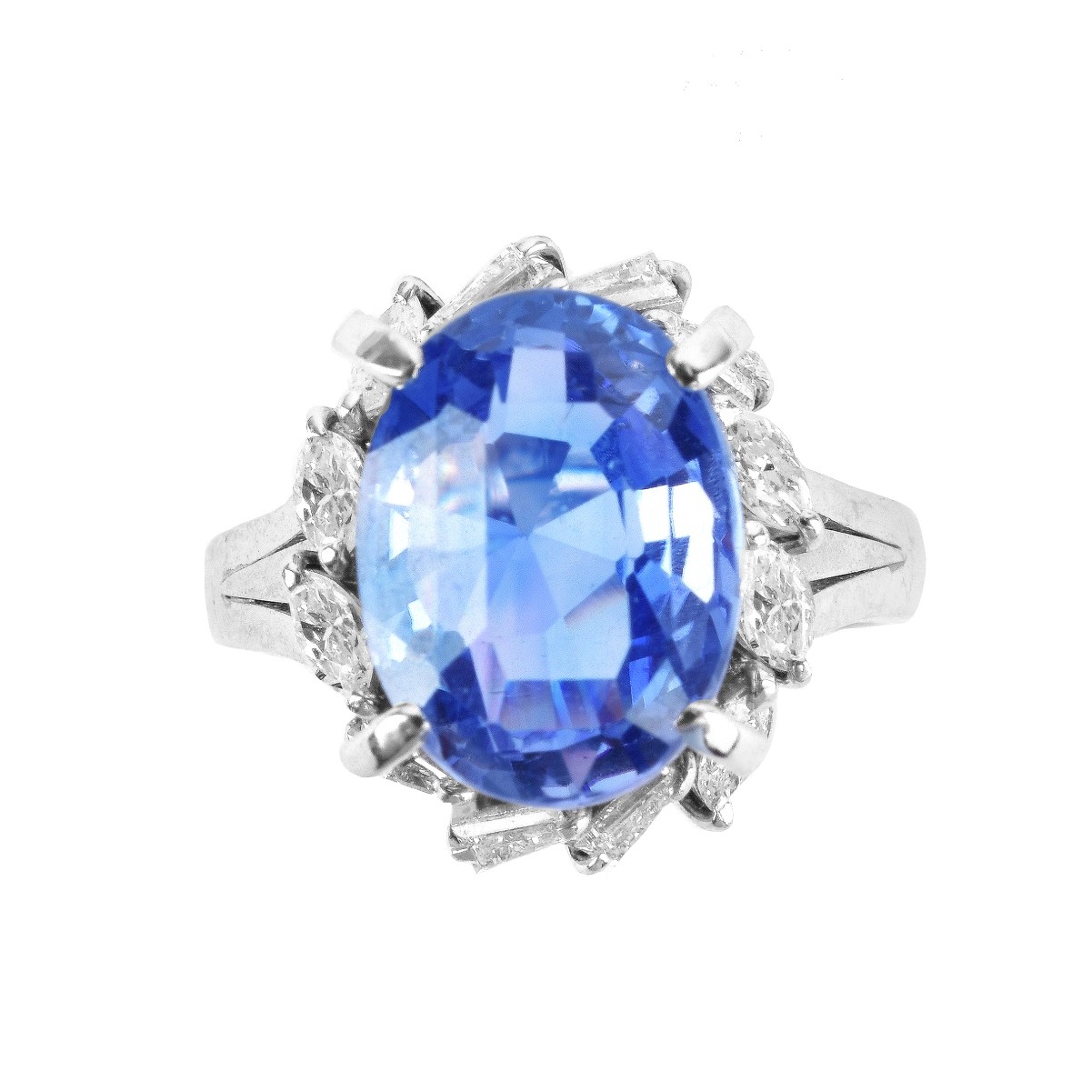 Sapphire, Diamond and Platinum Ring