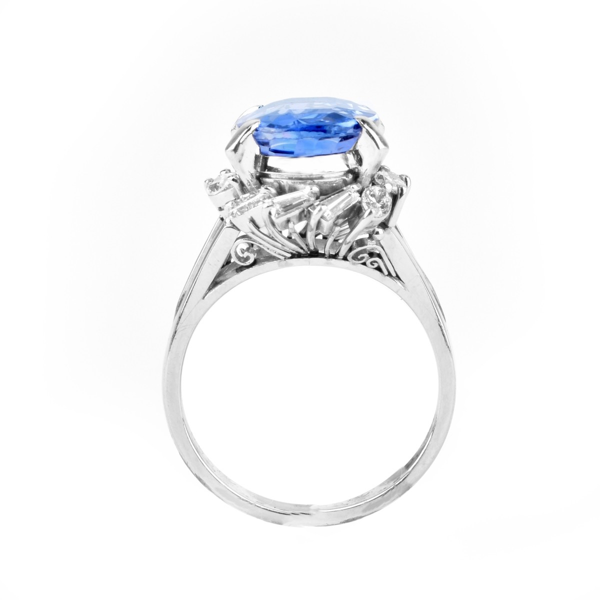 Sapphire, Diamond and Platinum Ring