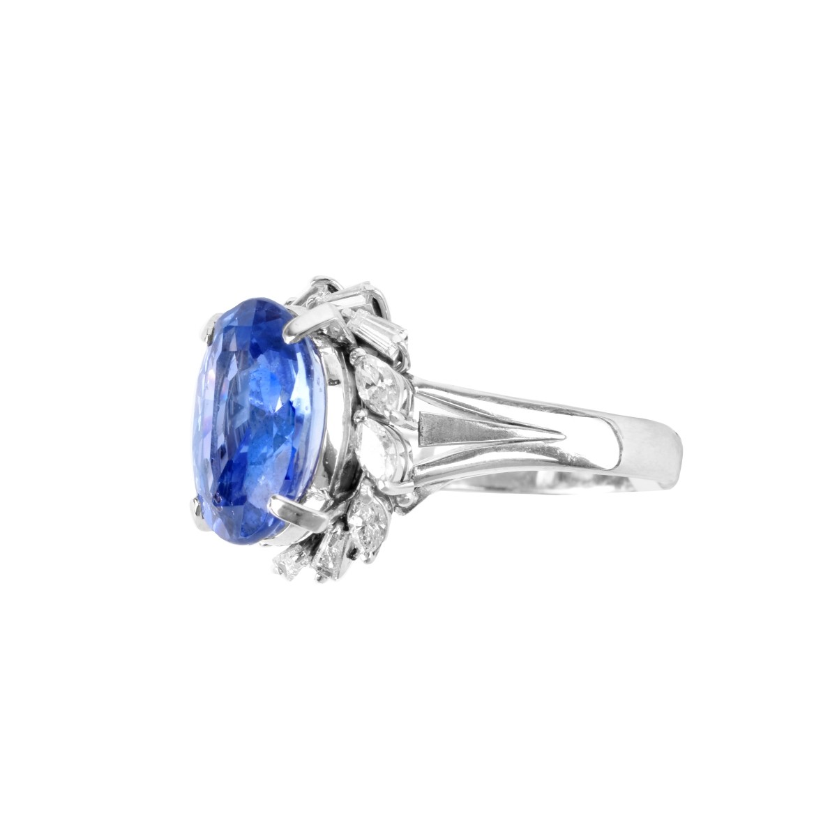 Sapphire, Diamond and Platinum Ring