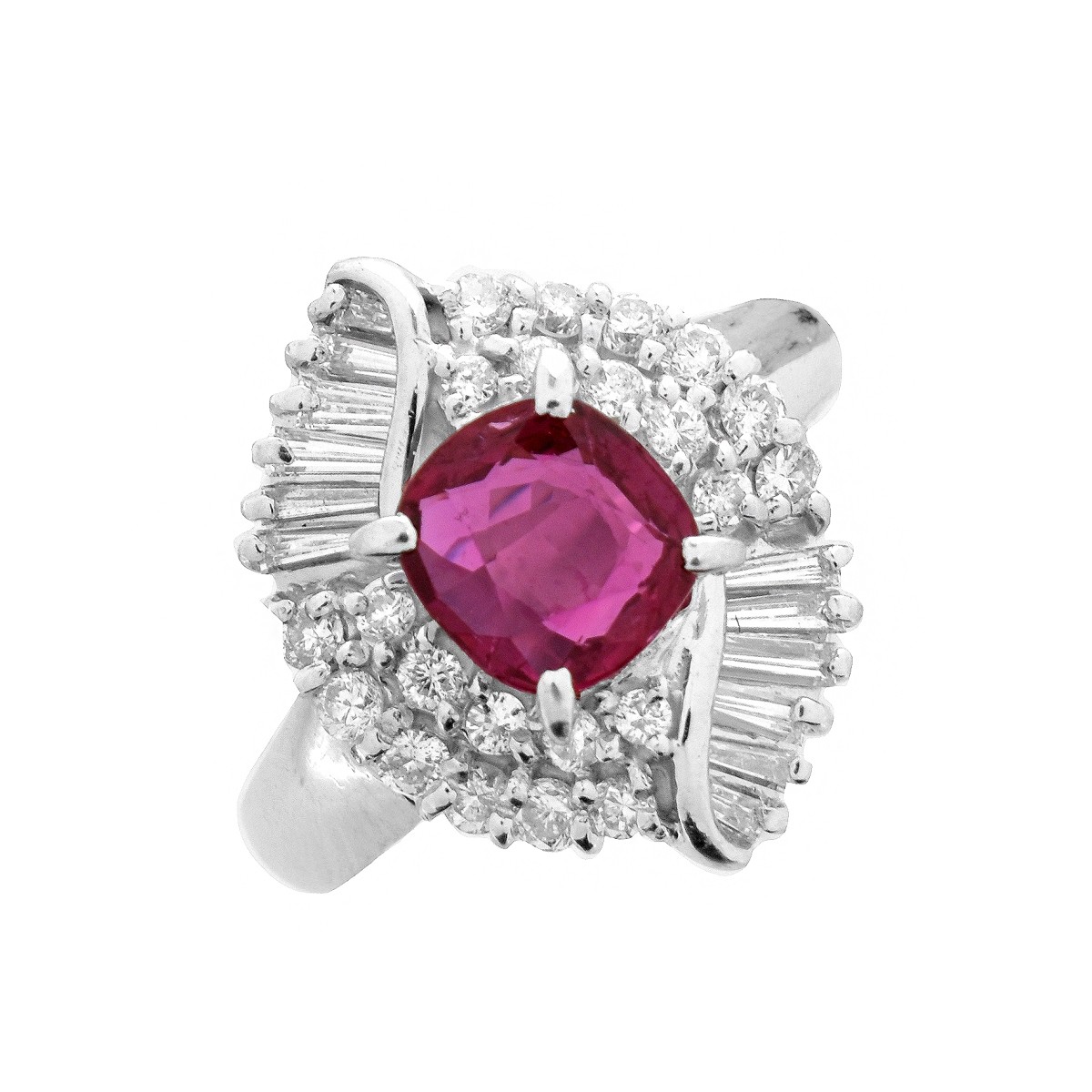 Ruby, Diamond and Platinum Ring