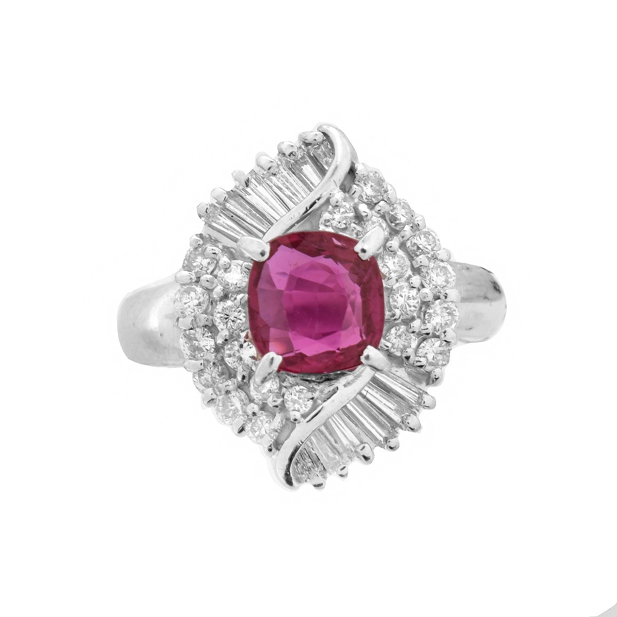 Ruby, Diamond and Platinum Ring