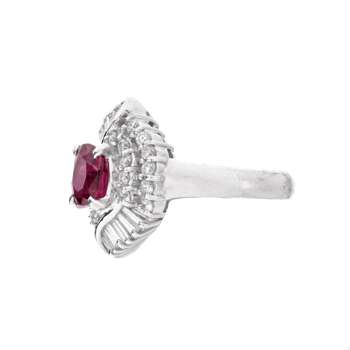 Ruby, Diamond and Platinum Ring