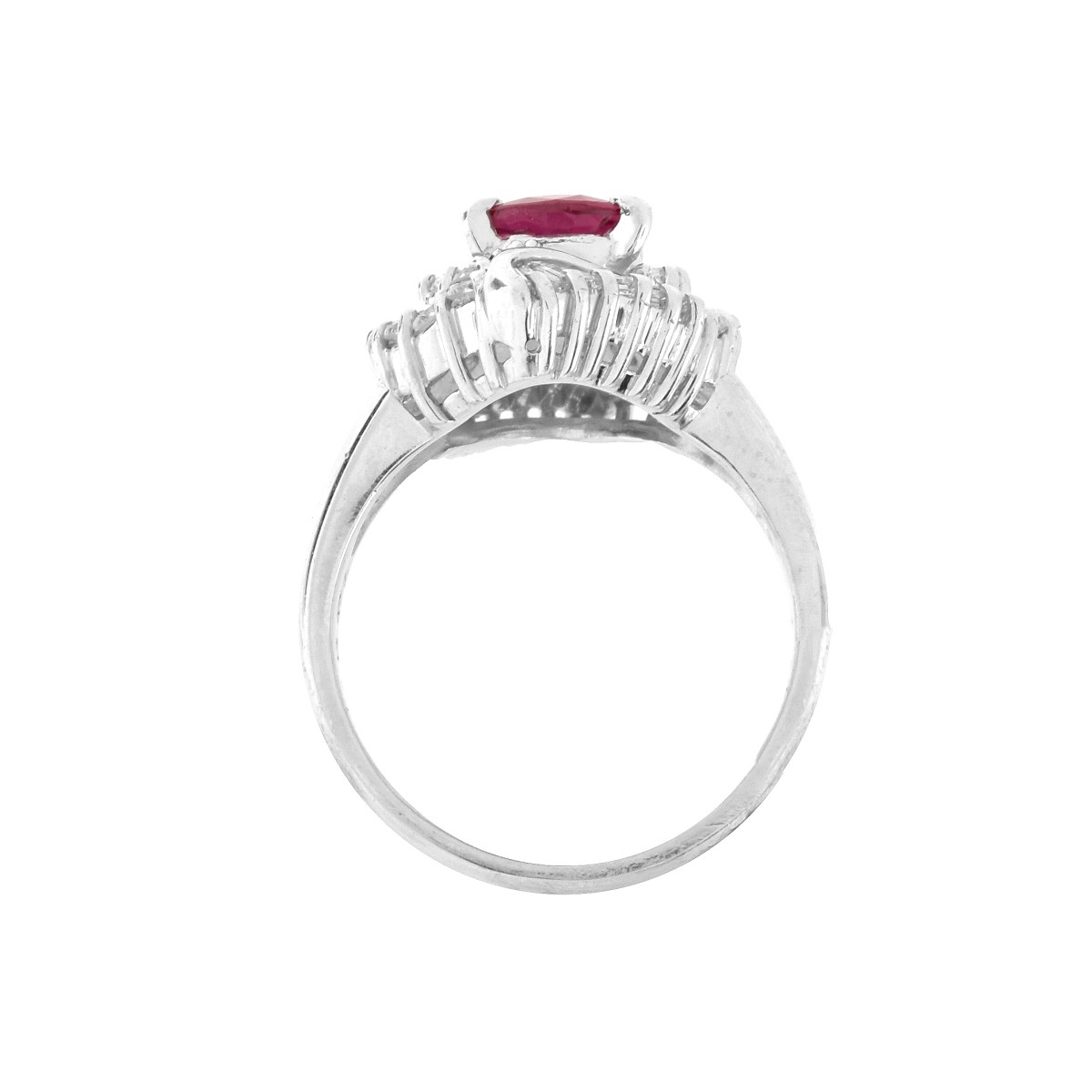 Ruby, Diamond and Platinum Ring