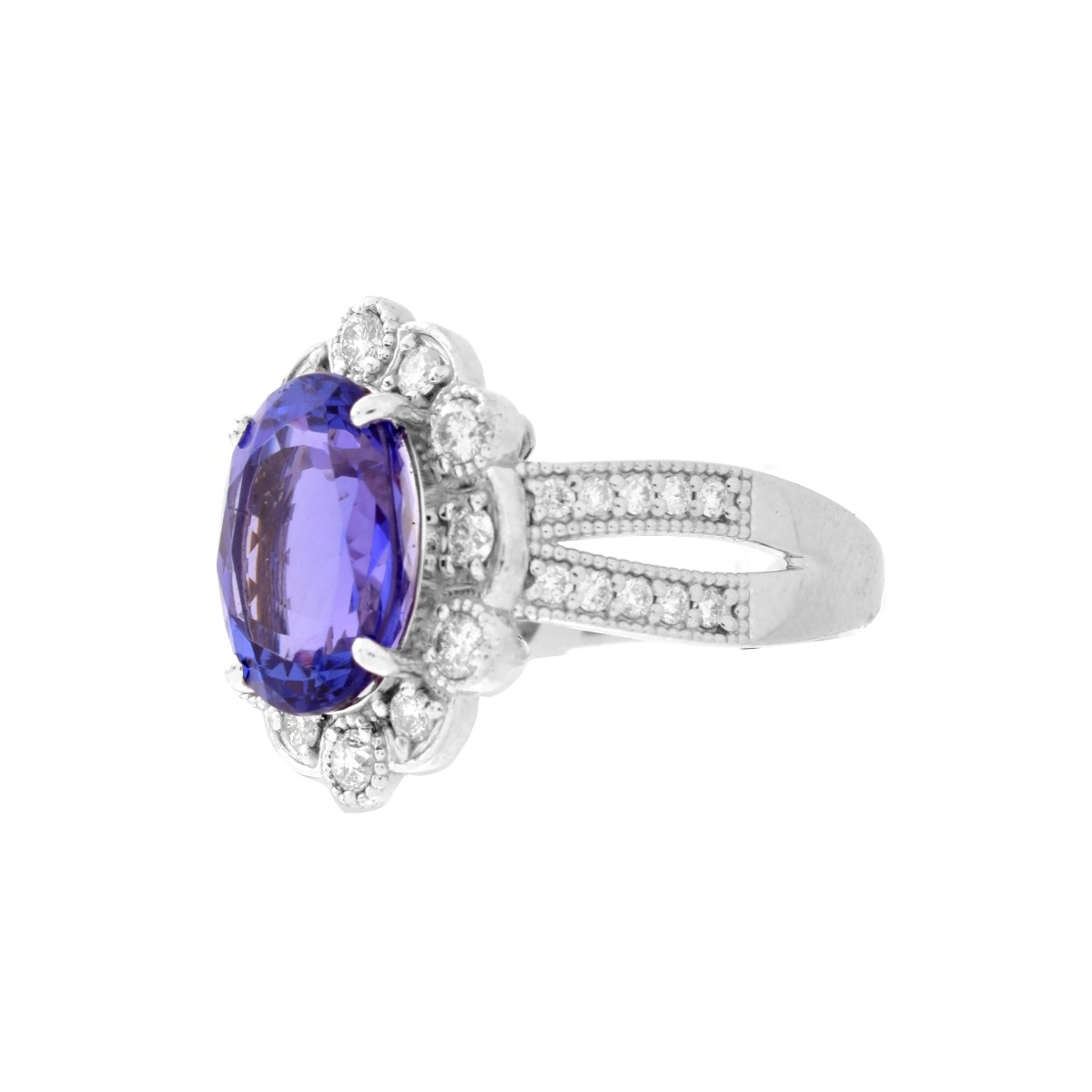 Tanzanite, Diamond and Platinum Ring