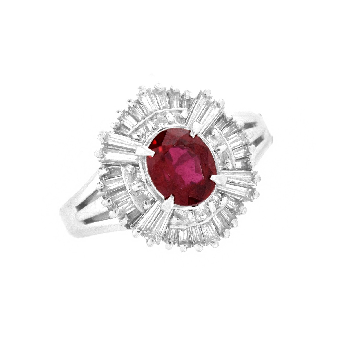 Ruby, Diamond and Platinum Ring