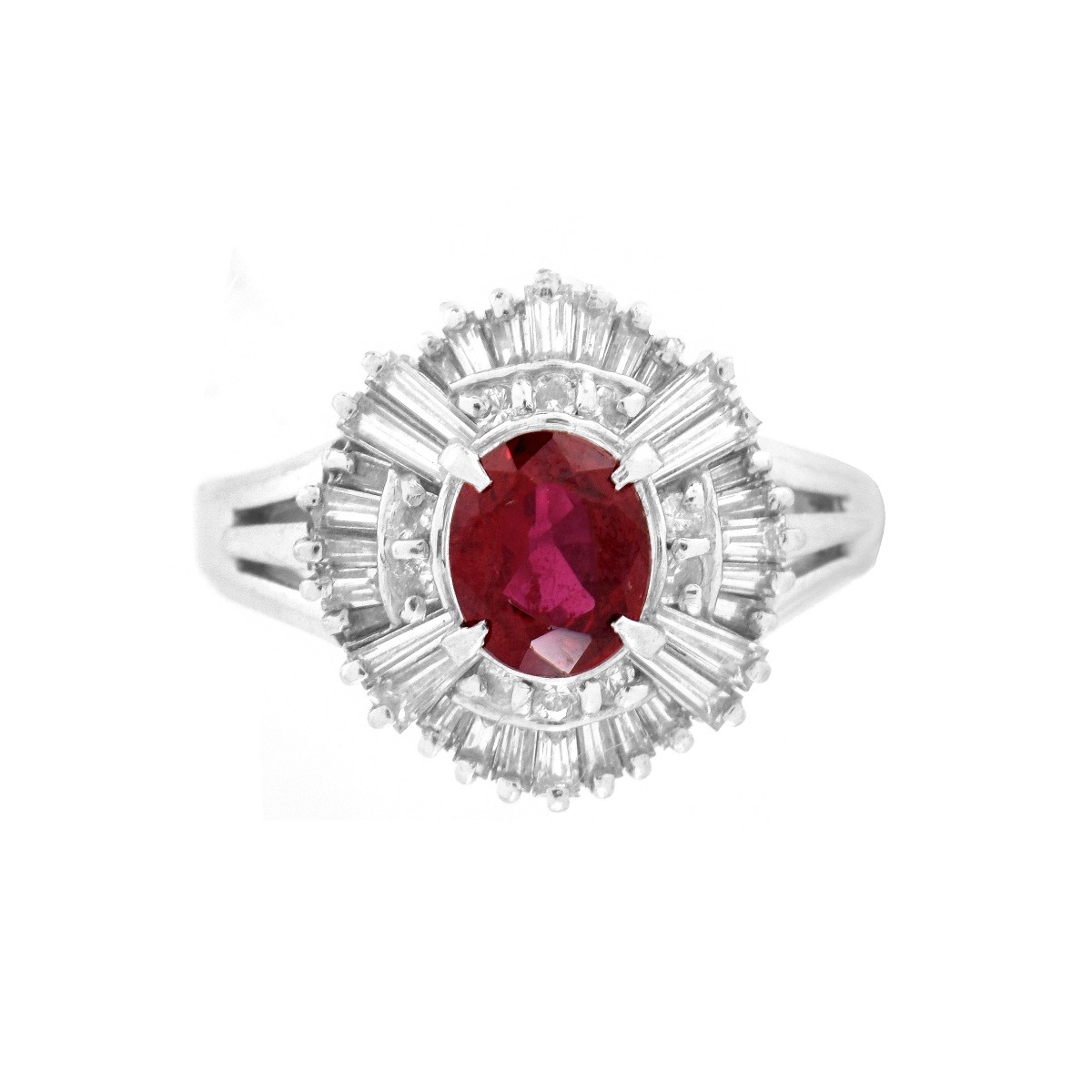 Ruby, Diamond and Platinum Ring