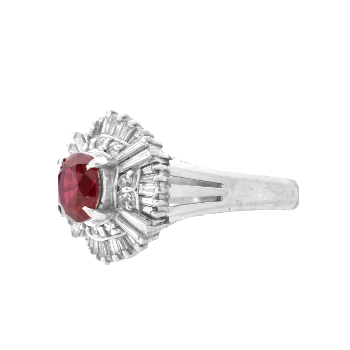 Ruby, Diamond and Platinum Ring