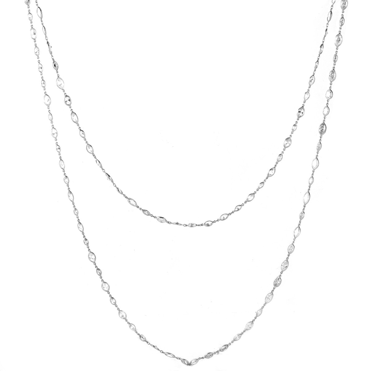 Platinum Diamond By The Yard Necklace