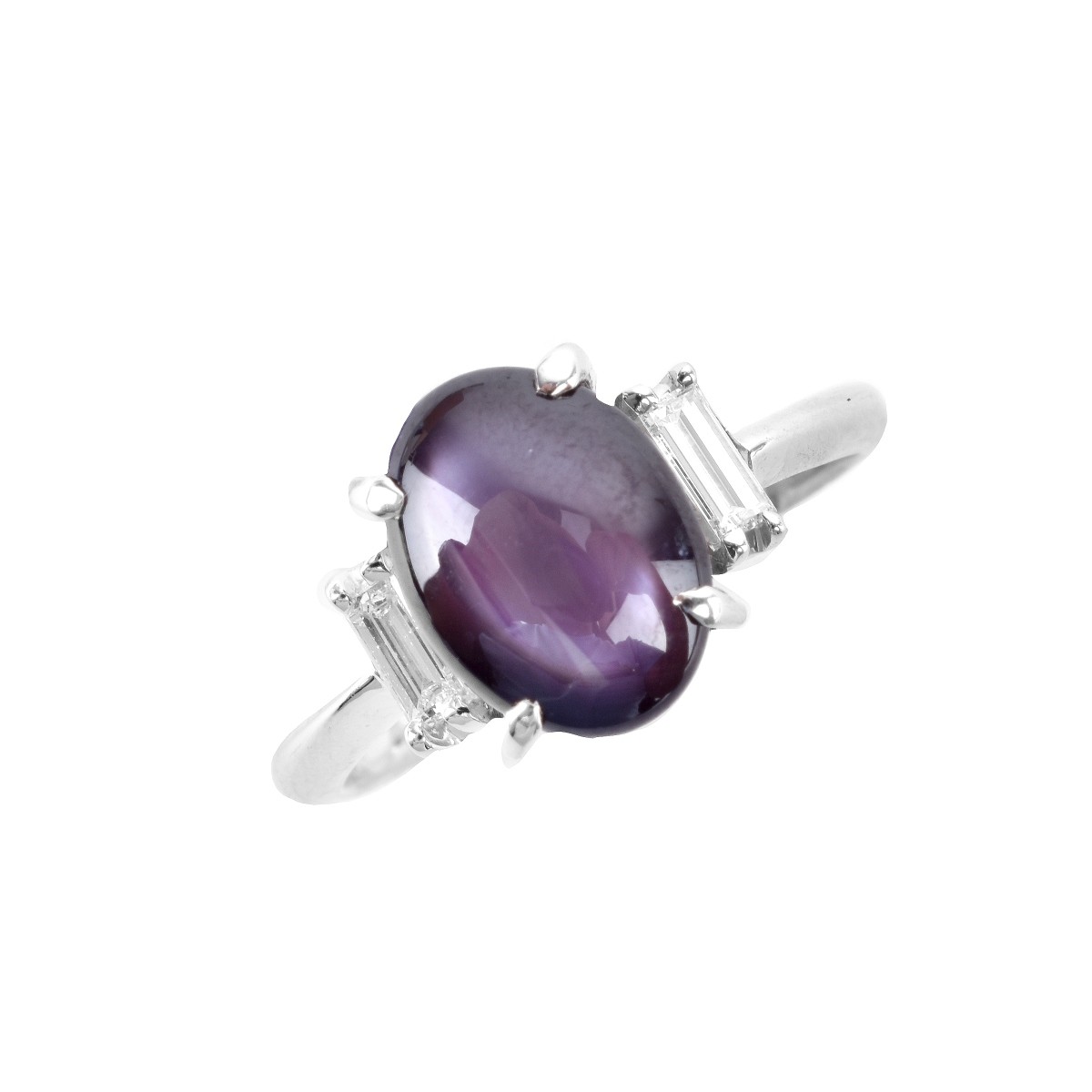 Purple Sapphire, Diamond and Platinum Ring