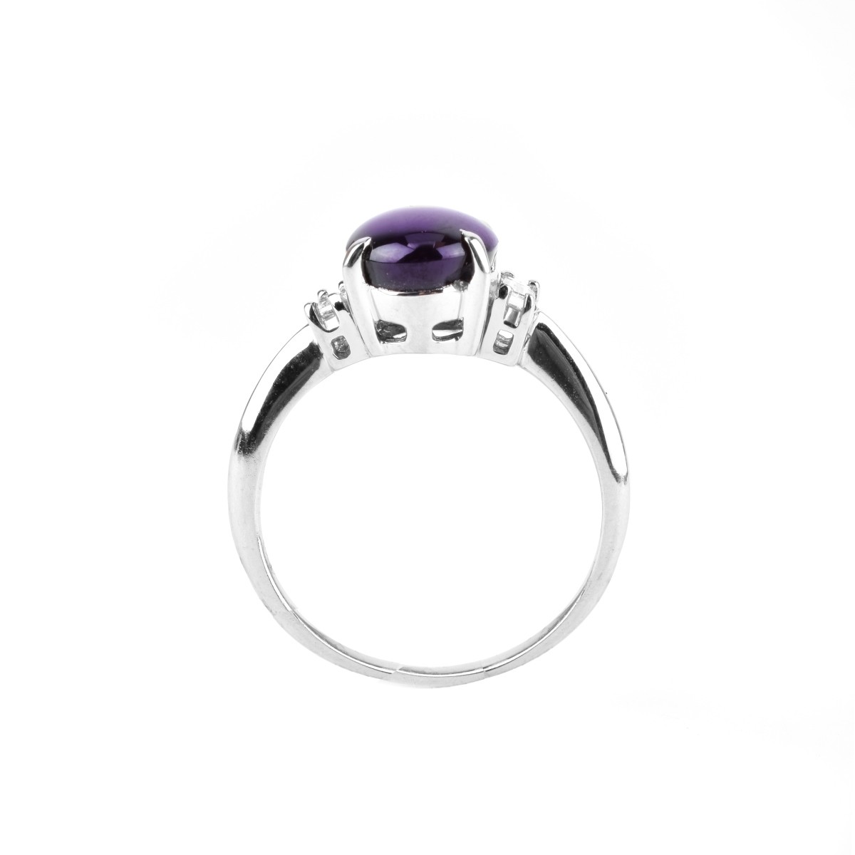 Purple Sapphire, Diamond and Platinum Ring