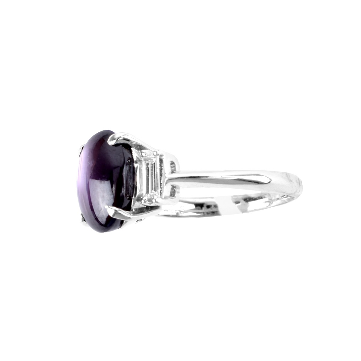 Purple Sapphire, Diamond and Platinum Ring