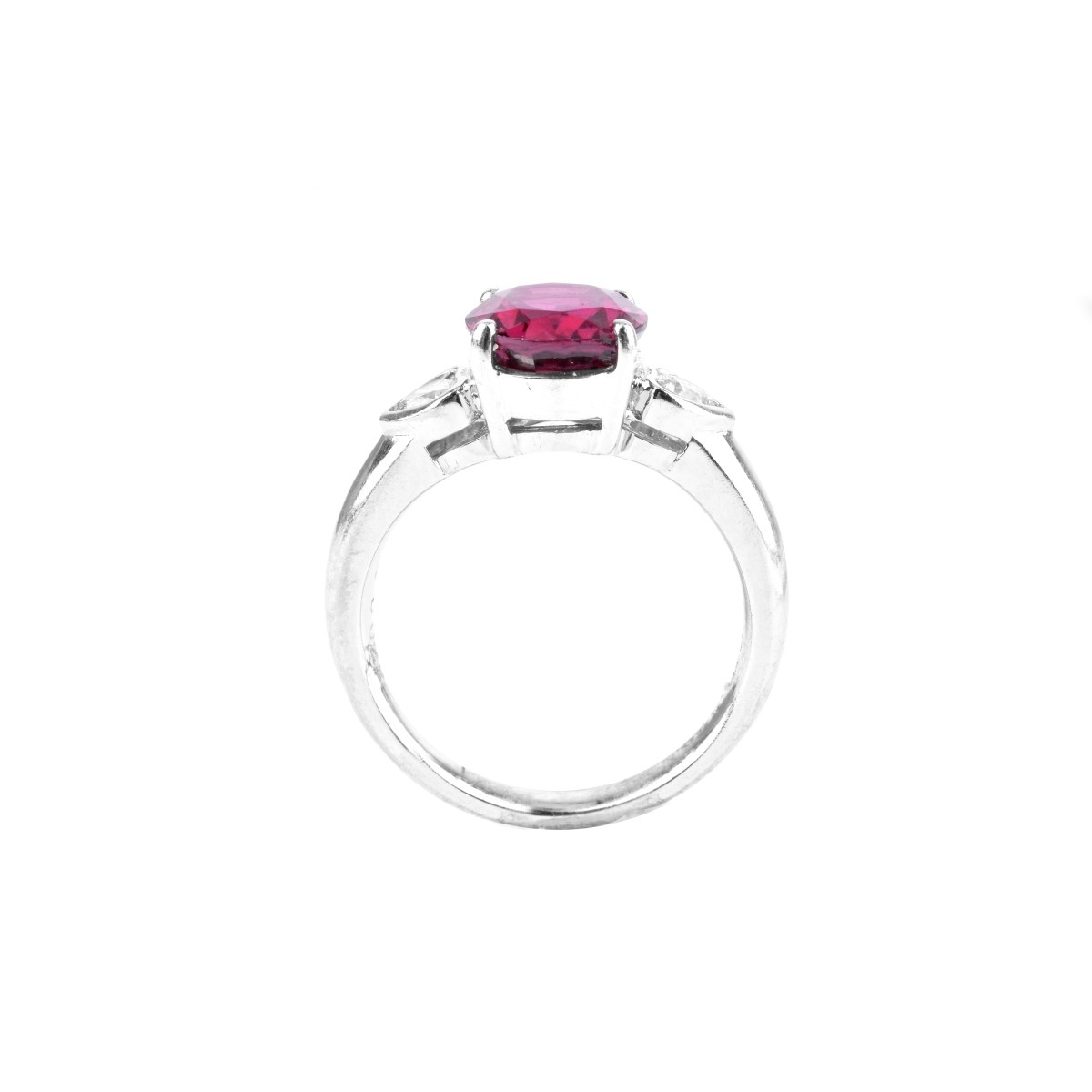 Garnet, Diamond and Platinum Ring