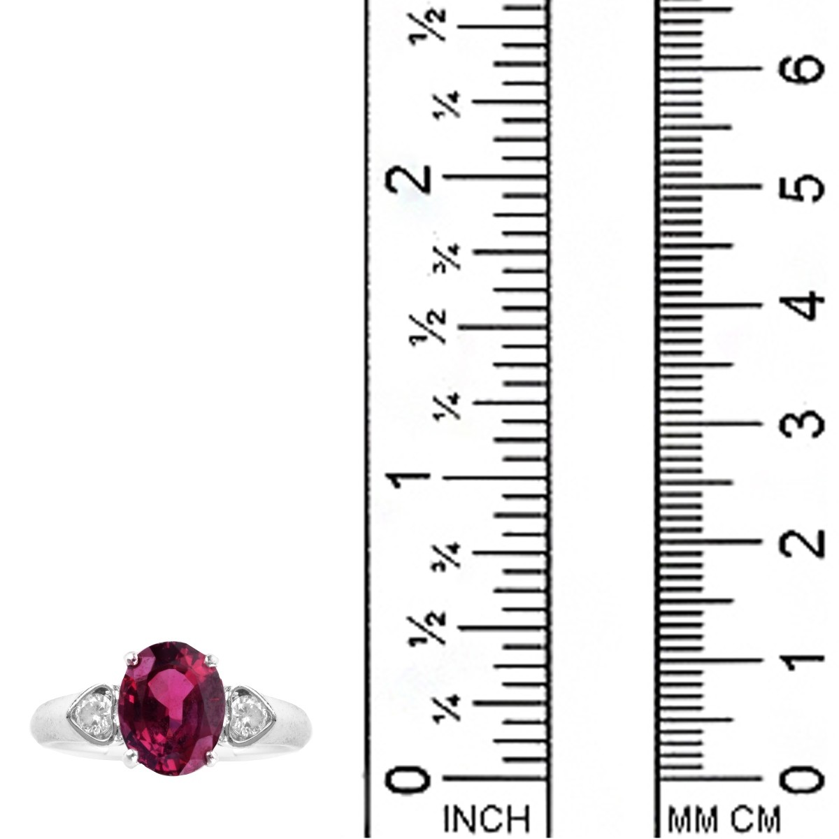 Garnet, Diamond and Platinum Ring