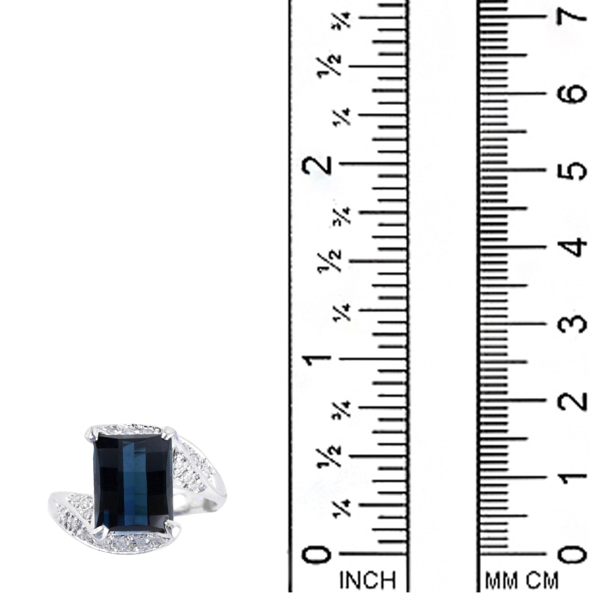 London Topaz, Diamond and Platinum Ring