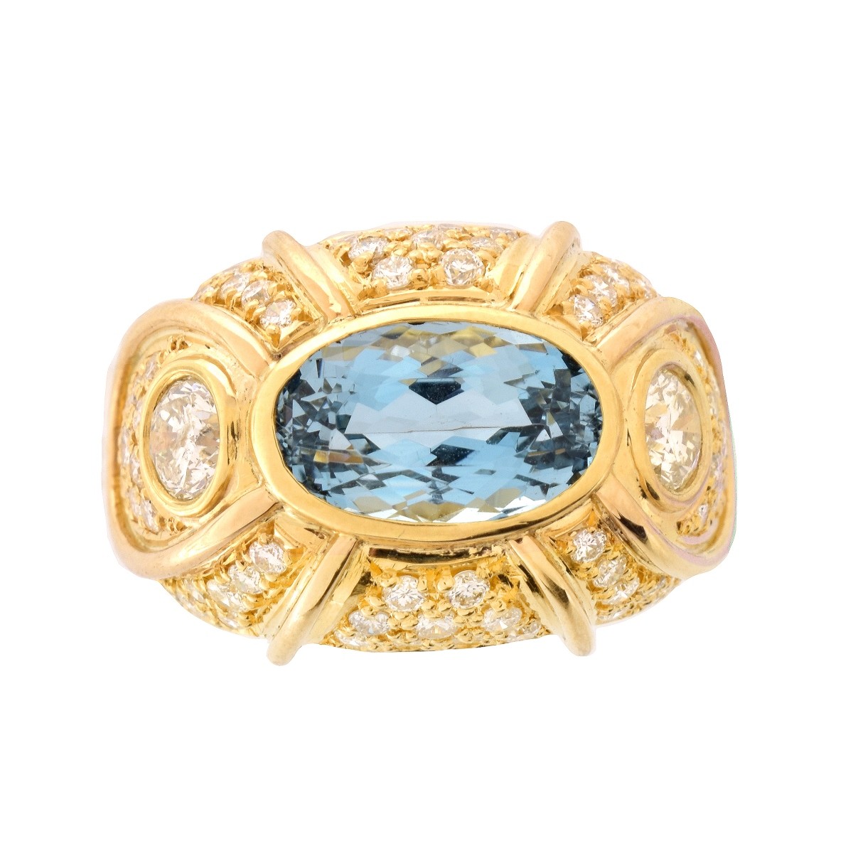 Aquamarine, Diamond and 18K Ring