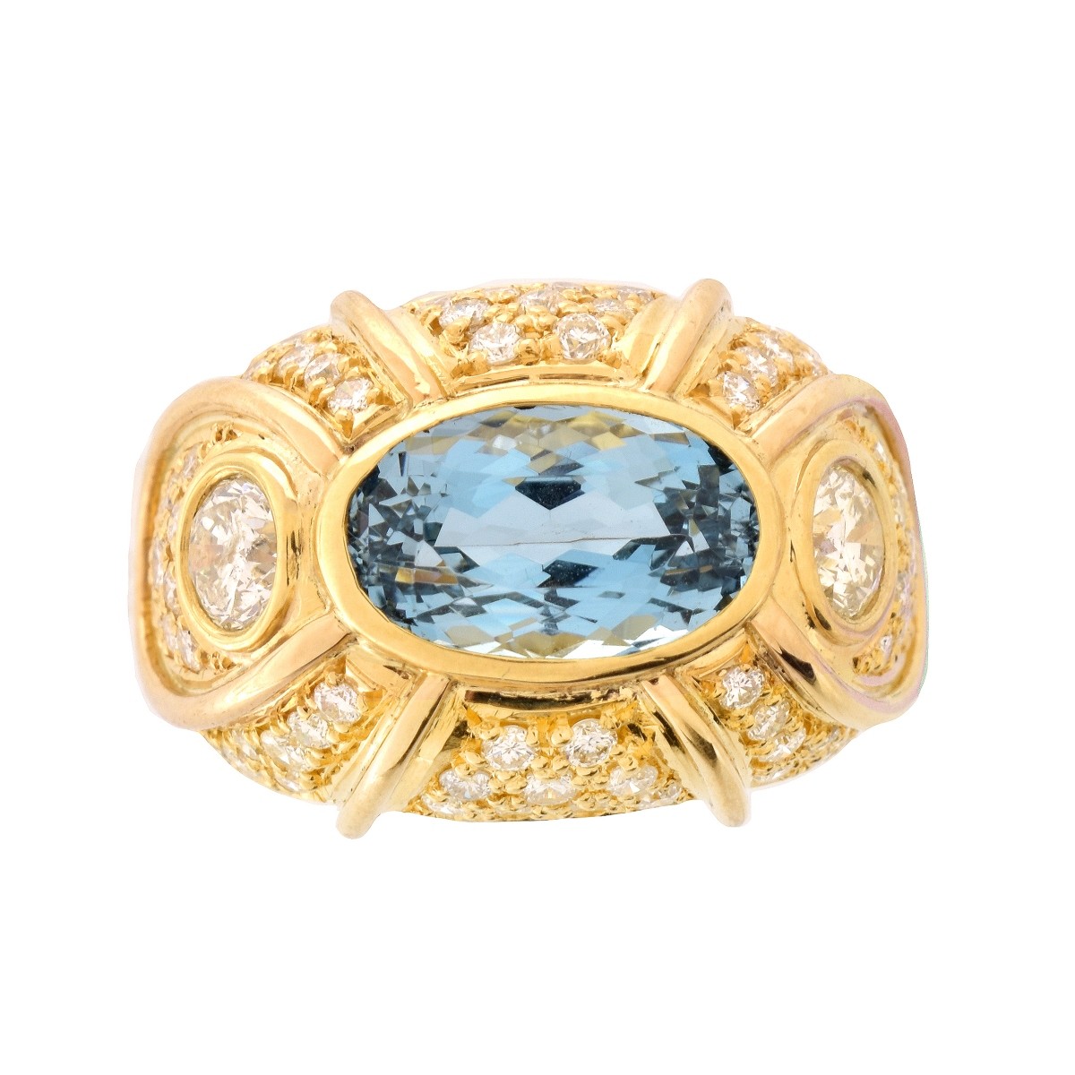 Aquamarine, Diamond and 18K Ring