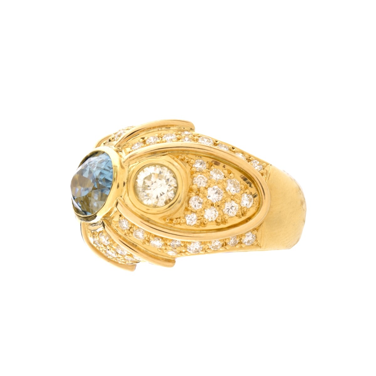 Aquamarine, Diamond and 18K Ring