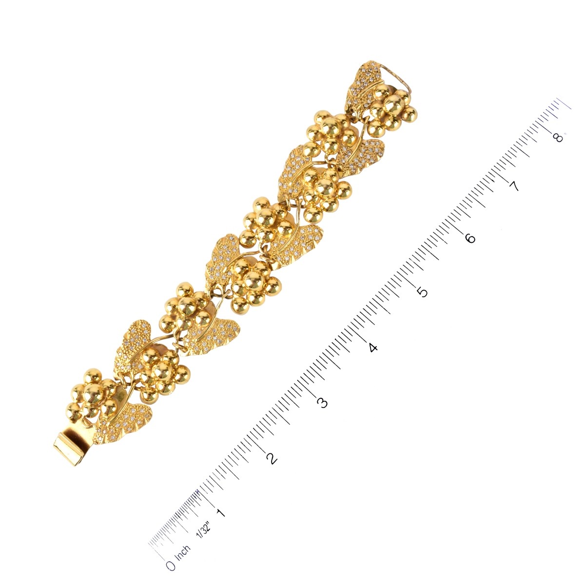 Vintage 18K Gold and Diamond Grape Vine Bracelet