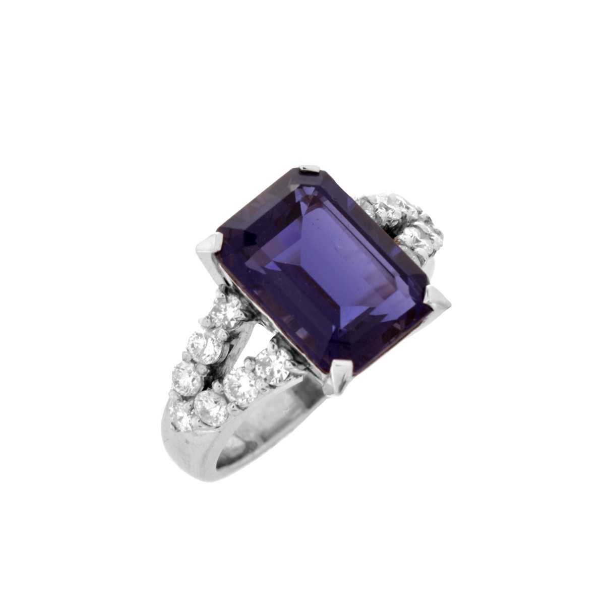 Iolite, Diamond and Platinum Ring