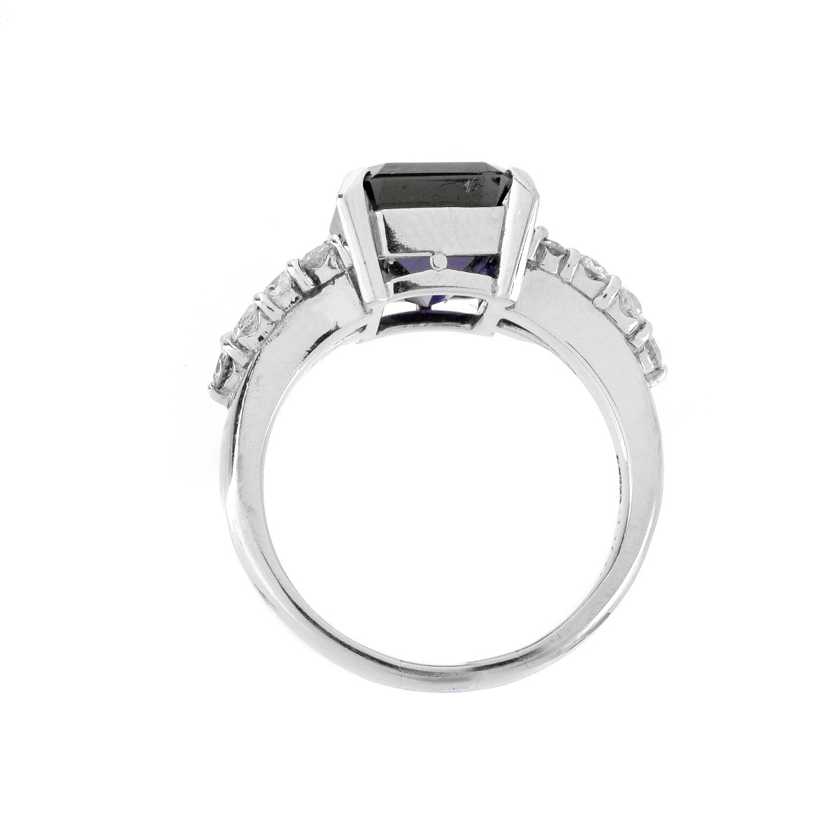 Iolite, Diamond and Platinum Ring