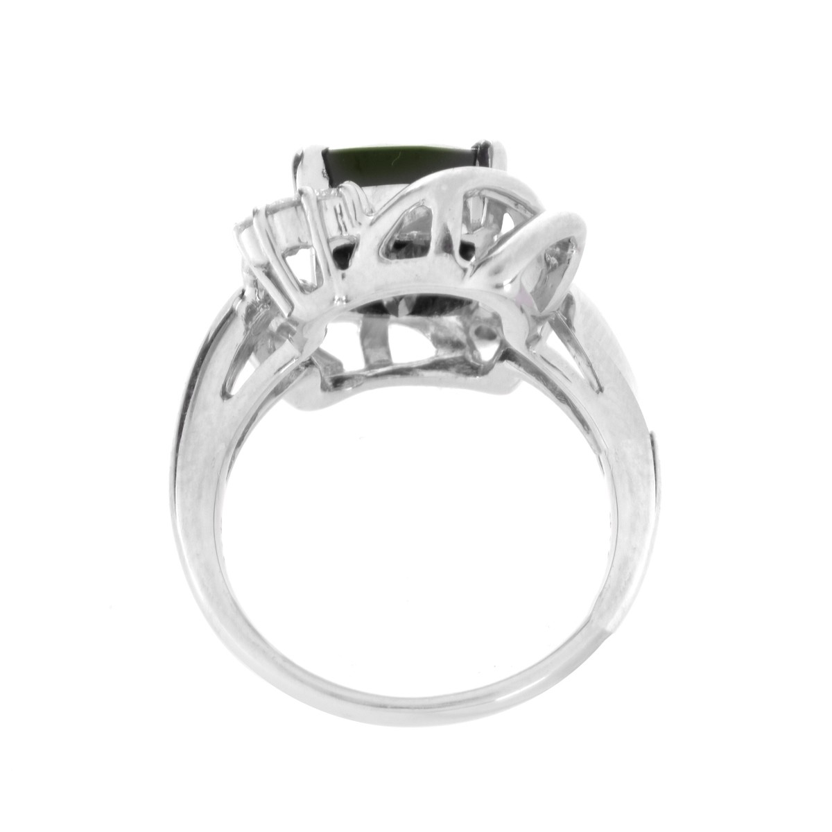 Green Tourmaline, Diamond and Platinum Ring