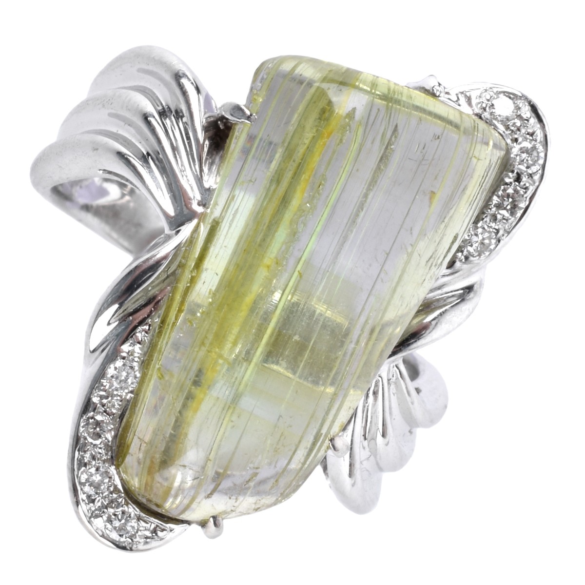 Rutilated Lemon Quartz, Diamond, 18K