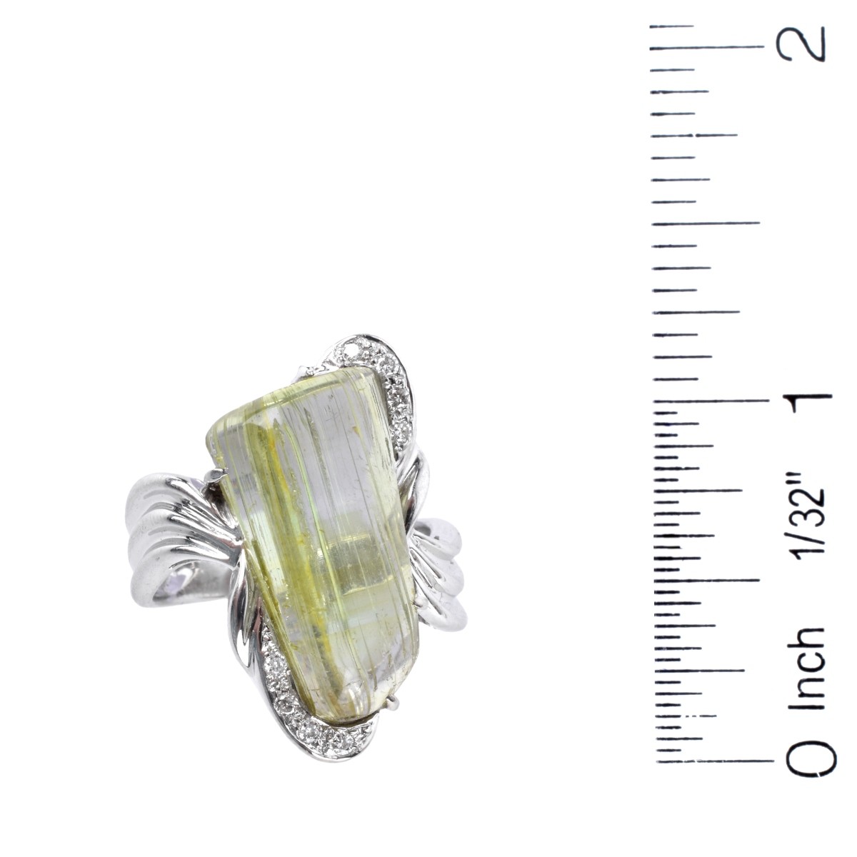 Rutilated Lemon Quartz, Diamond, 18K